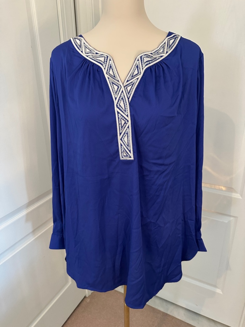 NWT Vintage Bob Mackie Wearable Art Split-Neck Women's Top Sz 1X